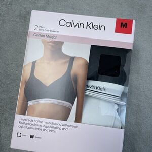 Calvin Klein Women's M Wire Free Bralette Black/White e0834